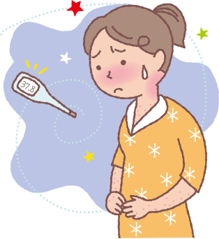 体温計と妊婦のイラスト