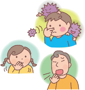 ウイルスが人から人へ感染していくイラスト